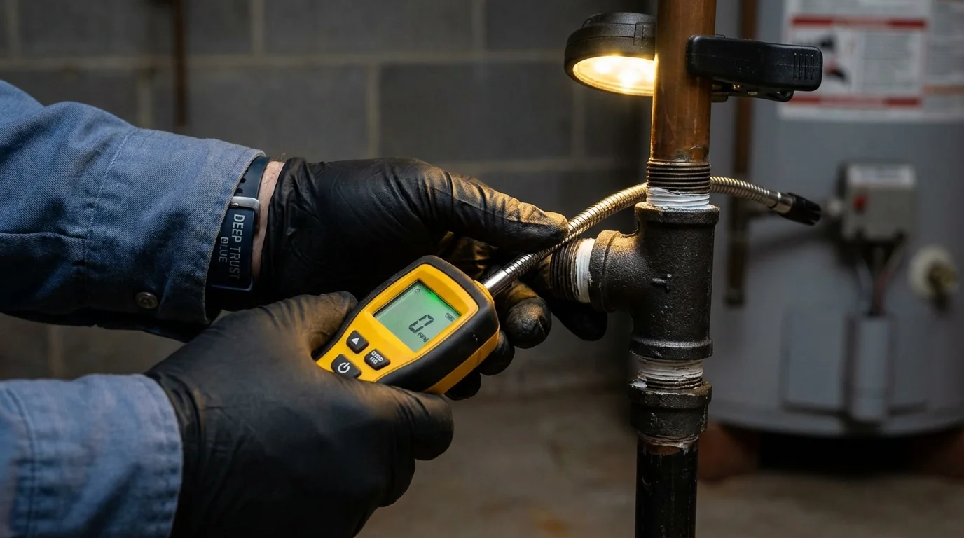 Gas leak detection with electronic sniffer by Johns Plumbing LLC in Spanish Fork