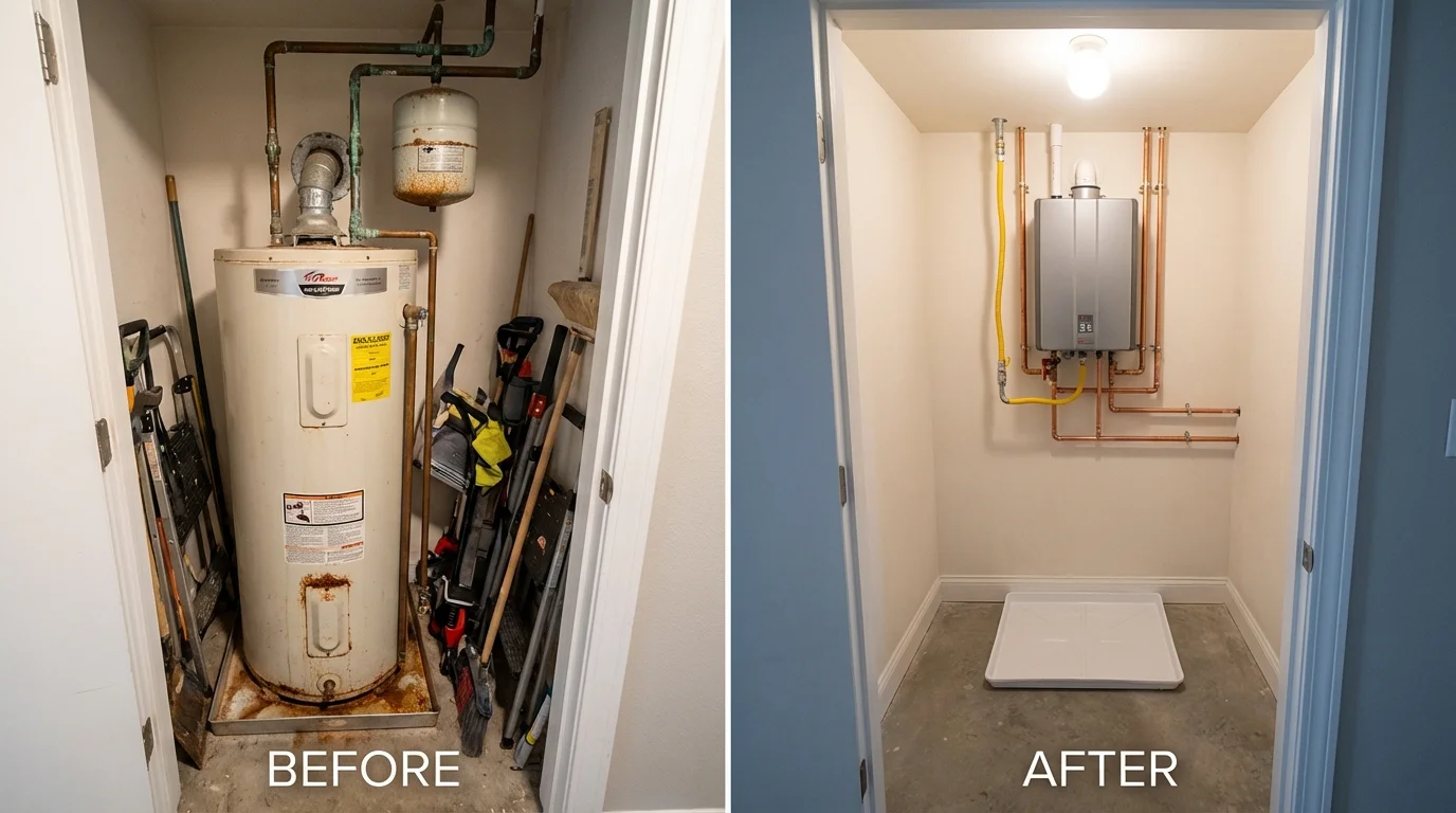 Tank water heater versus wall-mounted tankless unit comparison for Spanish Fork, UT homeowners